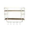 Chic Antique Alt Regalbrett mit 5 Haken, 45,5 x 20.5 x 52 cm, antique creme