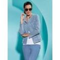 Jeansblazer CREATION L "Blazer" Gr. 36, blau (blau, bleached), Damen, 56% Baumwolle, 19% Polyester, 14% Lyocell, 10% Viskose, 1% Elasthan, Blazer