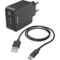 HAMA USB-C Qualcomm® Quick ChargeTM 3.0 Ladegerät Universal, 3.6 - 12 Volt 19.5 Watt, Schwarz