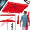 Sonnenschirm Rechteckig Inkl. 2in1 Abdeckung & Transporttasche Gartenschirm Terrassenschirm Schirm 200 × 125cm für Balkon Garten & Terrasse Rot - Rot