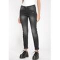 Slim-fit-Jeans GANG "94SANA CROPPED" Gr. 32, N-Gr, schwarz (total black vint) Damen Jeans