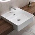 Sogood - doporro® Einbauwashbecken Keramik Waschbecken Handwaschbecken Eckig Waschtisch in weiß glänzend Bad 42,5x42,5x12,5 cm Brüssel702 - Glänzend