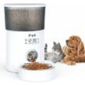 Puppykitty - puppy kitty 4L Futterspender für Katzen und Hunde, mit Edelstahlnapf, 10S programmierbarer Stimme, Touchscreen, 1–5 Mahlzeiten, Weiß