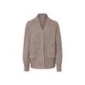 Grobstrick-Cardigan mit Wolle - Taupe/Meliert - Gr.: S