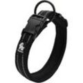 Reflektierendes Hundehalsband Einstellbares Nylon Solide Gepolsterter Komfort Hundehalsband Pet Classic (Schwarz,L)