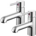 2pcs Auralum Waschtischarmatur Wasserhahn Bad Einhebel Waschtischbatterie Chrome Armatur für Waschbecken, für Badezimmer