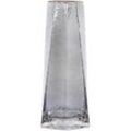 Beliani - Blumenvase Grau Glas 27 cm Hohe Form mit Goldrand Breiter Öffnung Modern Tischdeko Wohnaccessoires Deko Glasvase für Wohnzimmer Esstisch