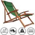 Deuba - casaria® Sonnenliege Holz Wetterfest Klappbar Verstellbar 160kg Belastbar Armlehne Kissen Garten Balkon Liegestuhl Akazie 94x94x60cm versch.