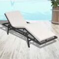 Sonnenliege,Liegestuhl,Gartenliege mit Auflage Poly Rattan Schwarz VEIN764944 Maisonchic