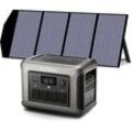 R1500 Tragbare Powerstation mit 140W Solarpanel, 1152Wh LiFePO4 Batterie mit 1800W ac Ausgang Solargenerator, 43dB Leise Betrieb Mobile