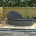 Maisonchic - Doppel-Sonnenliege,Liegestühle,Gartenliege mit Kissen Poly Rattan Grau VEIN289685