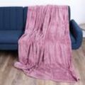 Kuscheldecke Flanell Decke 150x200cm ( Rose ) Flauschige Struktur Wohndecke für Sofa, Couch und Bett, Tagesdecke oeko-tex - Sofaüberwurf - Rose