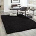 Hochflor Teppich Prime Shaggy Langflor Wohnzimmer Schlafzimmer Modern Farben,Schwarz, 70x250 cm