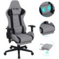 Gaming stuhl mit fußstütze und Massage 150kg Bürostuhl ergonomisch Chefsessel Computerstuhl Drehstuhl leinen Grau - Grau - Puluomis