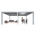 Pergola MCW-L46, Gartenpavillon Lamellen-Pavillon, 11cm-Aluminium-Gestell, Regenrinne sturmfest, 3x6m ~ weiß