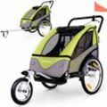 FROGGY Kinder Fahrradanhänger 360° Drehbar mit Federung - 2in1 Joggerfunktion, + 5-Punkt Sicherheitsgurt, Jogger Fahrrad Kinderanhänger für 1 bis 2 Kinder max. 40kg Apple