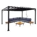 Pergola MCW-L40, Garten Lamellen-Pavillon Terrassenüberdachung, 8cm-Alu-Gestell Stoff/Textil, 3x4m anthrazit