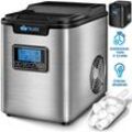 Tillvex - Eiswürfelmaschine Edelstahl Schwarz 12 kg - 24 h Eiswürfelbereiter mit Timer und 2,2 Liter Wassertank Ice-Maker LCD-Display &