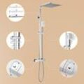 Duschsystem mit Thermostat Duschset Thermostatmischer Duscharmatur Regendusche,Duschsäule Chrome Hydromassage-Duschsäule 12 'Kopfdusche