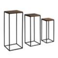 KADIMA DESIGN 3er Set Sheesham Massivholz Beistelltische, Metallgestell, Modern, Vielseitig