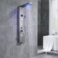 Auralum - Duschpaneel-System Duschpaneel mit led Duschsäule Hydromassagesäule 304 Edelstahl-Regeneffekt für Badezimmer