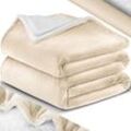 Kuscheldecke Flauschige Sherpa Extra Weich & Warm Wohndecke Flanell Fleecedecke Falten beständig/Anti-verfärben als Couchdecke Sofadecke Beige / 130