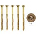 4,5 mm gelbe Torx-Kohlenstoffstahl-selbstschneidende T25-Holzschrauben mit flachem Kopf, verzinkt, Mehrzweck für Holz (100 Stück), Größe: 4,5 mm x 45