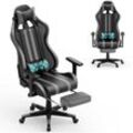 Froadp - Gaming Stuhl Massage Bürostuhl Ergonomisch 136 kg Belastbarkeit Komfort Gepolstert Drehsessel mit Verstellbare Lendenkissen, Kopfkissen und