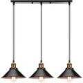 Axhup - Pendelleuchte 3 Flammig Kronleuchter Industrielle Stil Hängelampe mit Ø22cm Metall Lampenschirm Regenschirm Edison Loft, Schwarz + Weiß