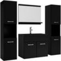 Badplaats - Badezimmer Badmöbel-Set Montreal xl 60cm Schwarze Waschbecken - Mat Schwarz - Unterschrank Hochschrank Waschtisch Möbel