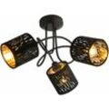 Etc-shop - led Deckenleuchte schwarz gold Wohnzimmerlampe Deckenlampe 3 flammig, Metall Samt, 3x 3W 3x 250lm warmweiß, DxH 46x27,5 cm