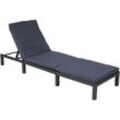 HHG - Poly-Rattan Sonnenliege 605, Relaxliege Gartenliege Liege Basic anthrazit, Kissen grau