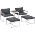 Juskys - Gartenmöbel Sofa Set 5-teilig Bari mit Tisch & Polster - Metall Gartenlounge - Balkonmöbel klein - Outdoor Möbel Balkon Garten - Lounge Grau