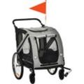 2-in-1 Hundeanhänger & Hundebuggy, Hundefahrradanhänger Fahrradanhänger, Hundewagen mit Reflektoren für Mittelgroße Hunde bis 20 kg, Oxford-Gewebe,