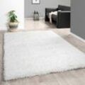 Hochflor Teppich Wohnzimmer Shaggy Super Weich Soft Pastellfarben Einfarbig,Weiß, 160x230 cm