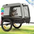 Klarfit - Fahrradanhänger für Hunde, 600D Hunde Fahrradanhänger Klappbar, Hundeanhänger für Fahrrad mit Reflektoren, Warnflagge & Sicherheitsleine,