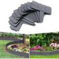 20Pcs Rasenkante Kunstoff 5m Beeteinfassung Steinoptik Palisade Beetumrandung Mähkante Gartenzaun für Garten Border Blumenbeet, LxH 25x23cm,