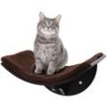 Pawhut - Katzenliege Katzen Wandliege Katzenbett Katzenregal Wandmontage Plüschauflage mdf Braun 41 x 28 x 21 cm - Braun