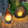 2er Set led Außen Solar Leuchten Garten Weg Dekoration Flamme Mond Sichel Gold Silber Braun Schwarz