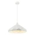 Hängelampe Holzlampe 1 flammig Glasschirm Pendelleuchte Hängeleuchte Wohnzimmerlampe, Metall weiß, 1x E27 Fassung, DxH 40x120 cm