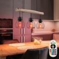 Retro Pendel Decken Leuchte Holz Balken fernbedienung Lampe dimmbar im Set inkl. rgb led Leuchtmittel