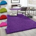 Vimoda - Hochflor Teppich Prime Shaggy Langflor Wohnzimmer Schlafzimmer Rund Farbig,Lila, 70x140 cm