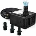 Costway - Aquarium Pumpe 30 w, Mini Wasserpumpe 1450 l/h mit 2,5 m hohem Hub & 1,83 m Netzkabel & 3 Düsen, Katzenbrunnen Pumpe Trinkbrunnen für