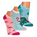 Socks 4 Fun Sneakersocken Sneaker Flamingo 3er Bündel (3-Paar