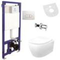 Hänge Wand Dusch WC Taharet/Bidet Funktion + KOMPLETTE SET Toilette Spülrandlos