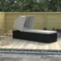 Sonnenliege，Liegestuhl，Gartenliege mit Sonnenschutz und Auflagen Poly Rattan Cremeweiß VEIN846514 MaisonChic