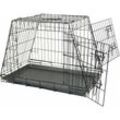 MaxxPet Hundebox 78x47x55 cm - Transportkäfig für Hund und Katze - Hundekäfig - Hundebox - 2 Öffnungen - Schwarz