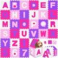 Kidiz® 86 teilige Puzzlematte Kinderspielteppich Spielmatte Spielteppich Schaumstoffmatte Kinderteppich Puzzle Zahlen und Buchstaben Schutzmatte Rosa