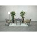 Polyrattan Lounge-Set 'Columbus' inkl. Sofa, Sesseln, Tisch und Kissen natur / grau - Garden Impressions