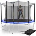 Trampolin Outdoor 'Salto Plus' - Komplett-Set für Kinder, usa Sprungtuch, Netz, Randpolster, Leiter Blau ø 366 cm - Kinetic Sports